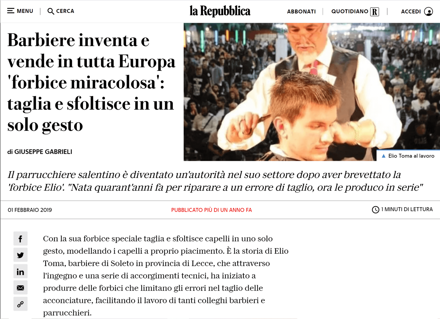 Forbice Elio - Articolo Repubblica - parte 1